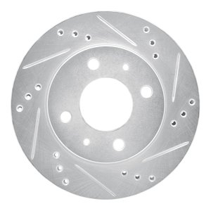 Dodge ATOS Brake Rotor (1) - Front Right - R1 Concepts - Drilled & Slotted - Silver - `98-`12